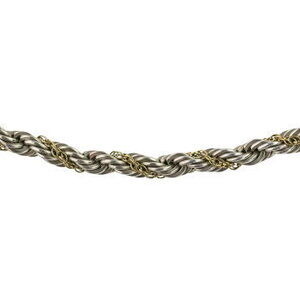 TIFFANY Co Twisted Rope Chain Necklace Silver Gold Luxs
